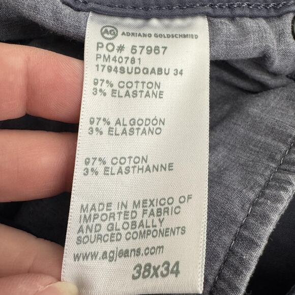 AG Pants Mens 38x34 Blue Everett Slim Straight Stretch Italian Fabric Stretch - Picture 7 of 12